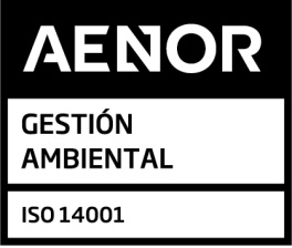 Sello AENOR de gestión ambiental, ISO 14001, de la planta donde se fabrica