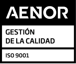 Sello AENOR de gestión de la calidad, ISO 9001, de la planta donde se fabrica