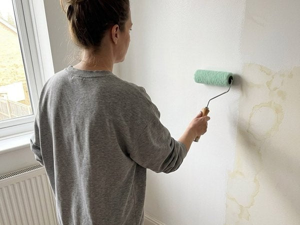 Dormitorio con una pared fría junto a la ventana, pintada con rodillo